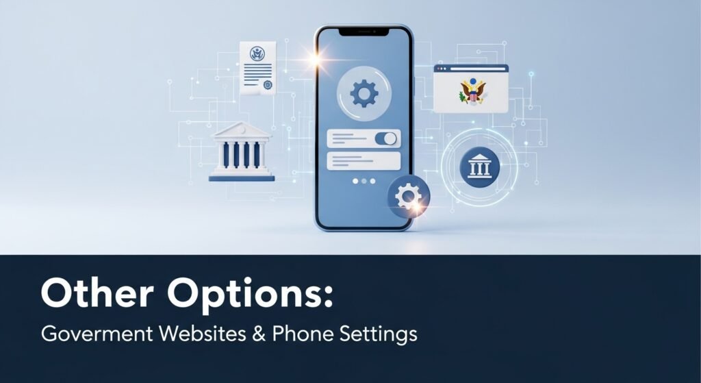 خيارات أخرى: المواقع الحكومية وإعدادات الهاتف
