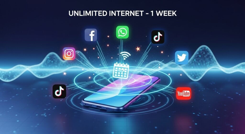 إنترنت غير محدود لتطبيقات التواصل الاجتماعي لمدة أسبوع